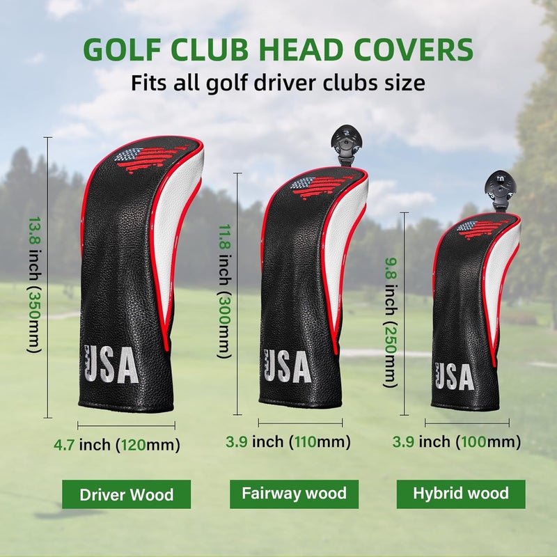 Frimon Golf Club Head Covers,4pcs or 1pc USA Golf Head Covers for Woods and Driver Fairway Hybrid - PU Leather Mallet Blade Putter for Men Women Golf Enthusiast - Image 5